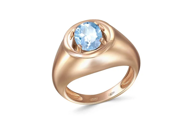 Кольцо из красного золота с топазом sky