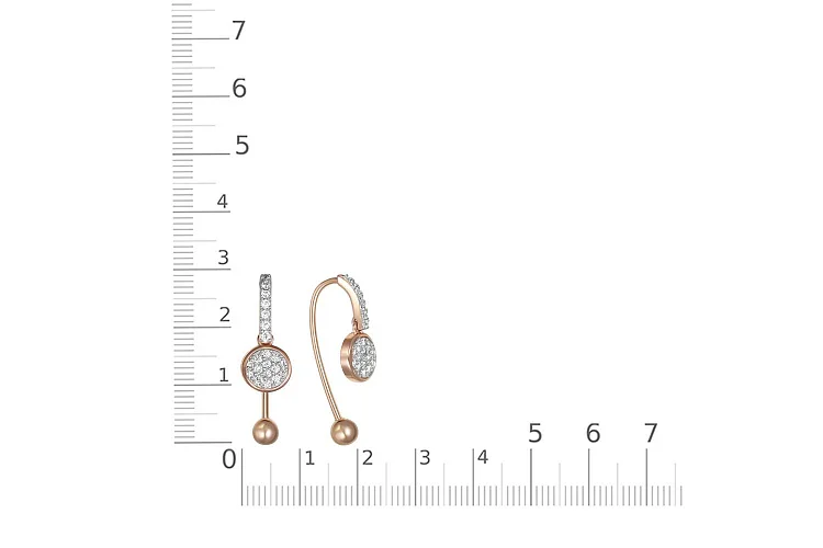 Серьги из красного золота с 42 фианитами