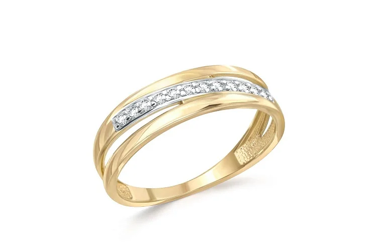 Кольцо Дорожка из жёлтого золота с 12 фианитами