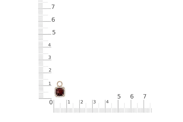 Подвеска серёг-трансформеров из красного золота с гранатом и 20 фианитами
