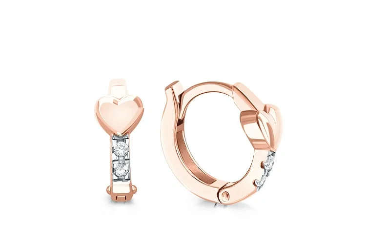 Серьги из красного золота с 4 фианитами