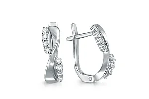 Серьги из белого золота с 16 фианитами