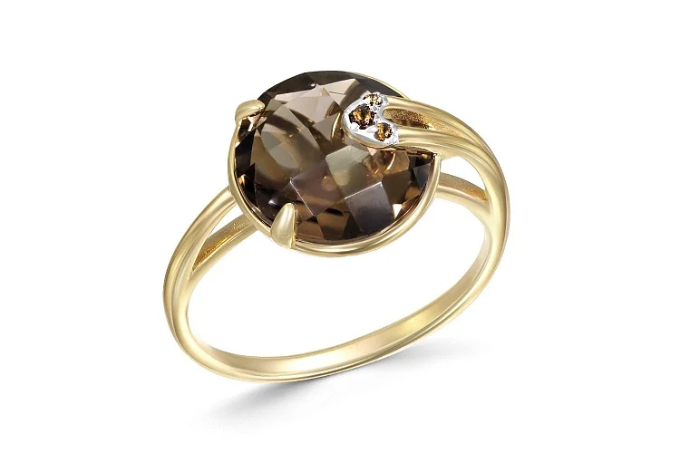 Кольцо из жёлтого золота с 4 раухтопазами