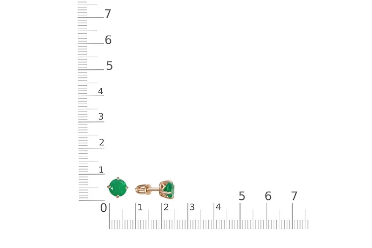 Серьги-пусеты из красного золота с 2 агатами