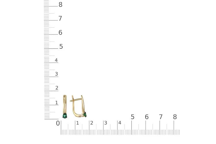 Серьги из жёлтого золота с 2 изумрудами