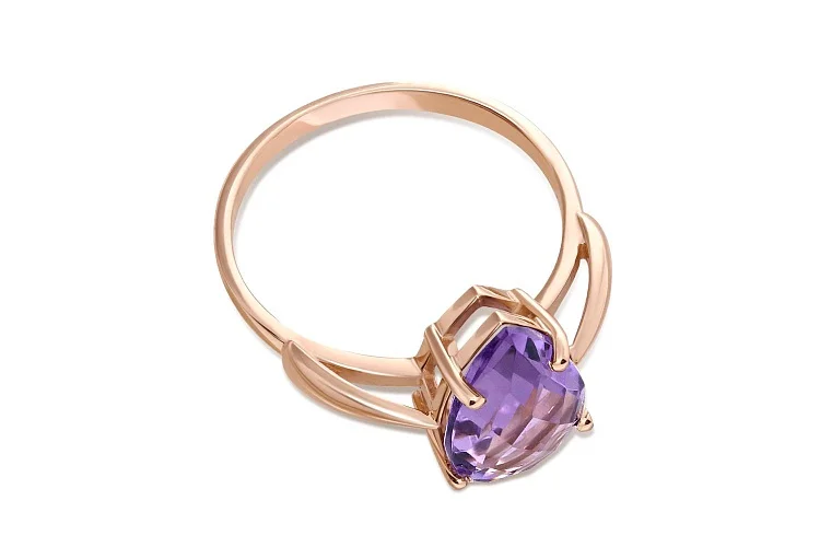 Кольцо из красного золота с аметистом