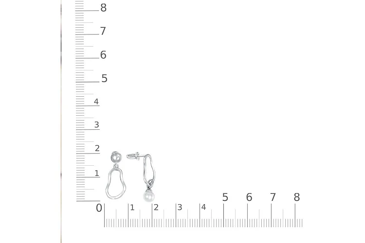 Серьги-пусеты из белого золота с жемчугом