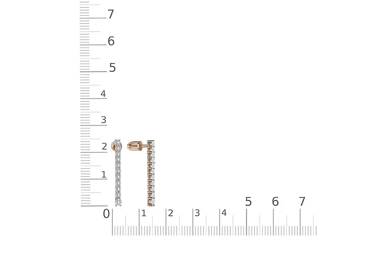 Серьги-пусеты Дорожки из красного золота с 22 бриллиантами