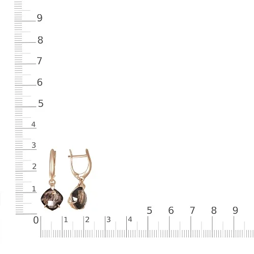 Серьги из красного золота с 2 раухтопазами