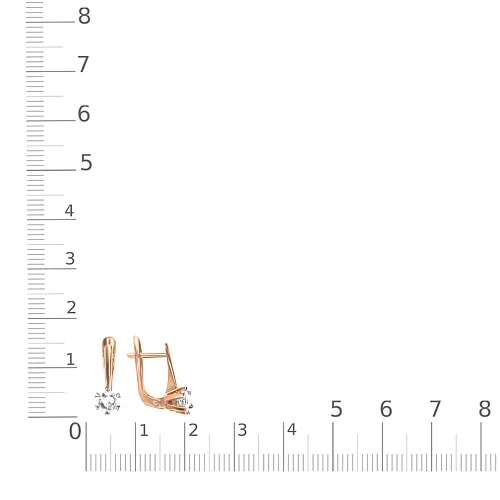 Серьги из красного золота с 2 фианитами