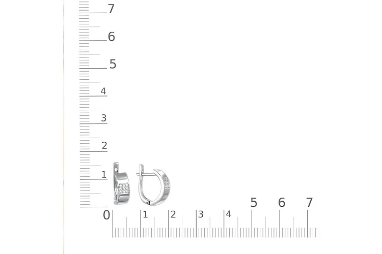 Серьги из белого золота с 18 фианитами