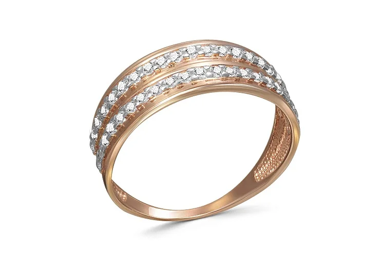 Кольцо Дорожка из красного золота с 42 фианитами
