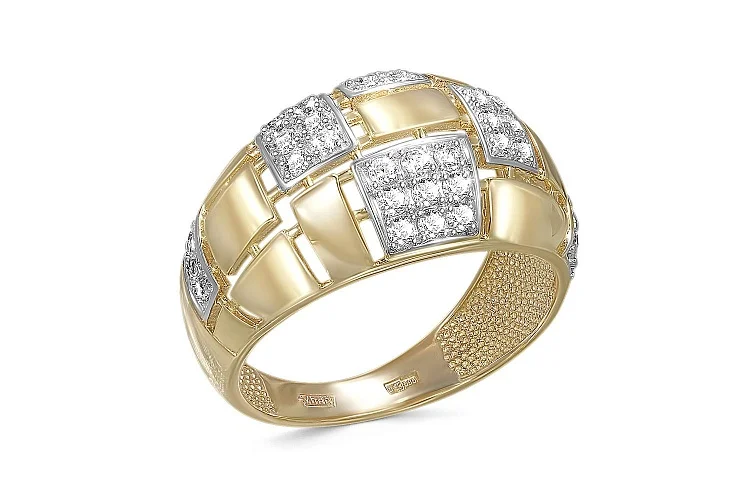 Кольцо из жёлтого золота с 36 фианитами