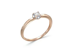 Кольцо из красного золота с фианитом