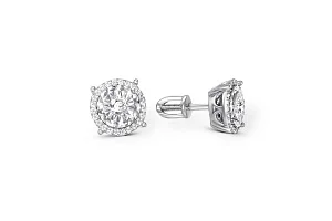 Серьги-пусеты из белого золота с 50 бриллиантами