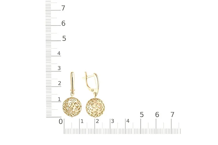 Серьги Шары из жёлтого золота без вставок
