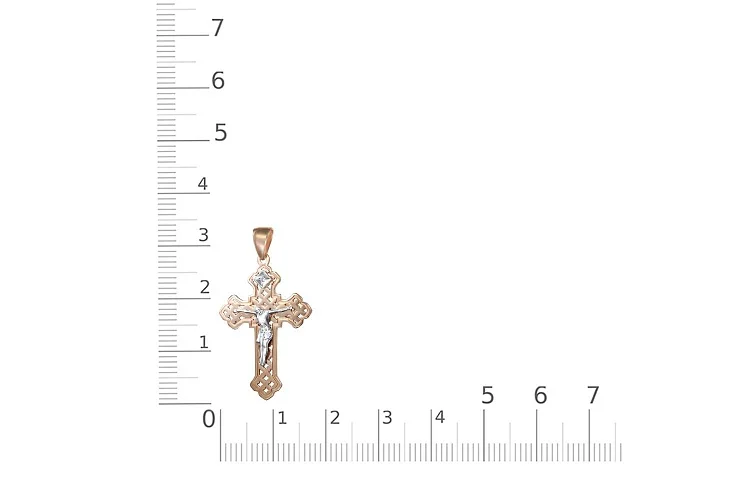Крест из красного золота с бриллиантом