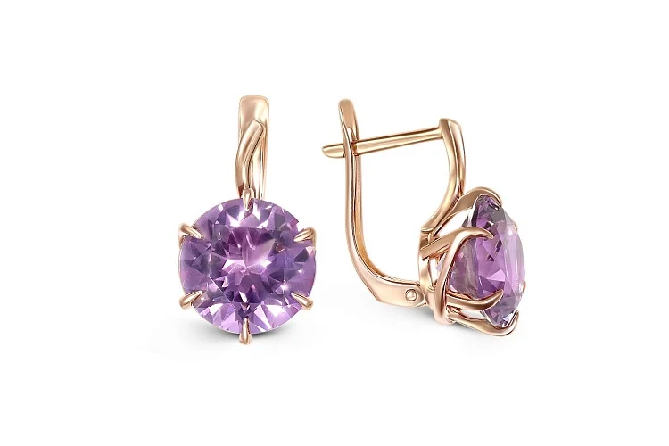 Серьги из красного золота с 2 ситаллами