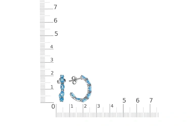 Серьги-пусеты из белого золота с 14 топазами swiss