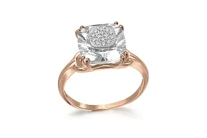 Кольцо из красного золота с горным хрусталём и 14 бриллиантами