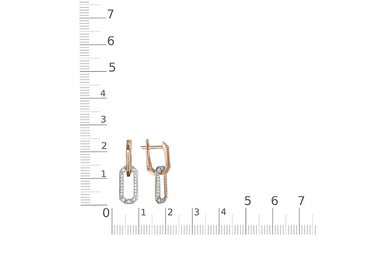 Серьги-трансформеры из красного золота с 40 фианитами
