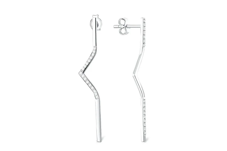 Серьги-пусеты из белого золота с 33 бриллиантами