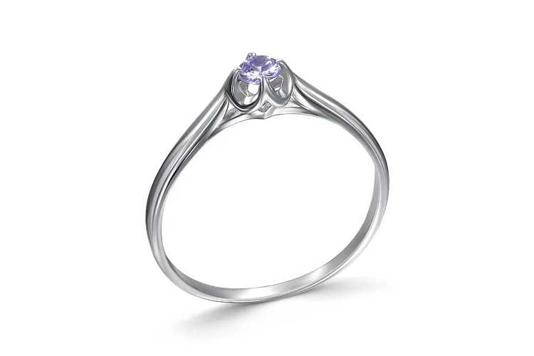 Кольцо из белого золота с танзанитом