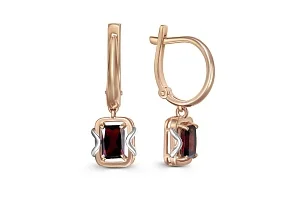 Серьги из красного золота с 2 гранатами