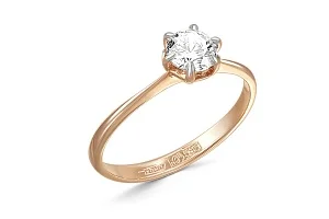 Кольцо из красного золота с кристаллом swarovski