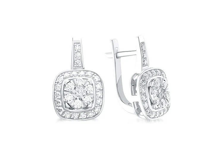 Серьги из белого золота с 56 муассанитами