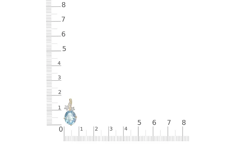 Подвеска Цветок из жёлтого золота с топазом sky