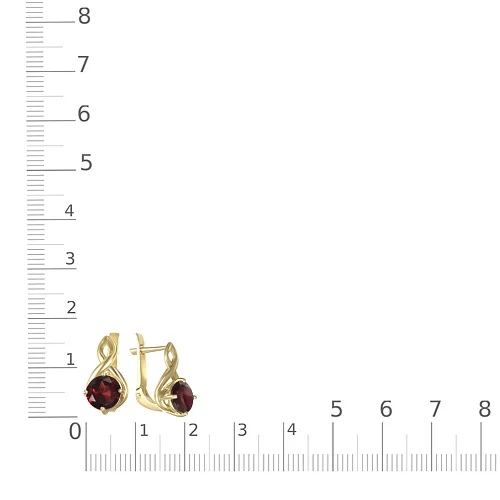 Серьги из жёлтого золота с 2 гранатами