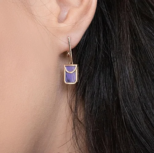 Серьги из красного золота с 2 чароитами