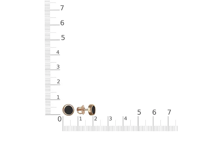 Детские серьги-пусеты из красного золота с 2 ониксами