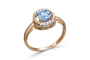 Кольцо из красного золота с топазом swiss и 10 фианитами