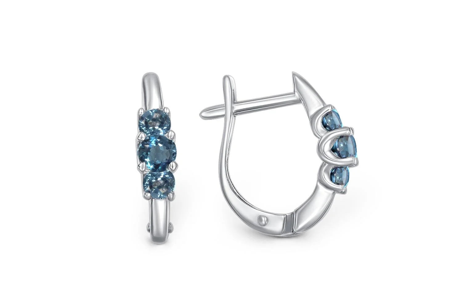Серьги из белого золота с 6 топазами лондон