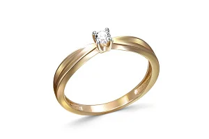 Кольцо из жёлтого золота с фианитом