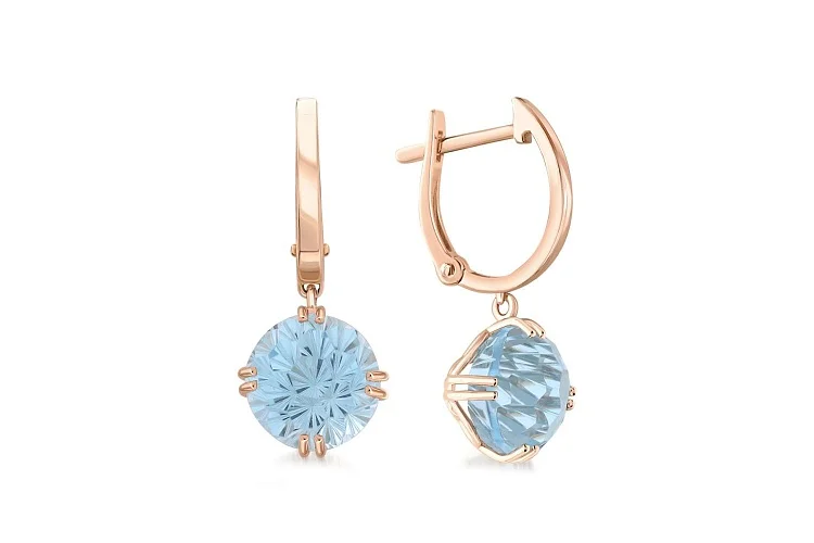 Серьги из красного золота с 2 топазами sky
