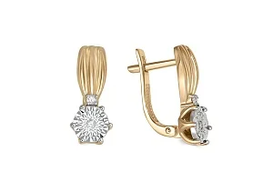 Серьги из жёлтого золота с 4 бриллиантами