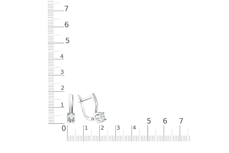 Серьги из белого золота с 2 фианитами