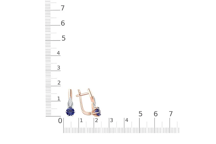 Серьги из красного золота с 2 сапфирами и 6 бриллиантами