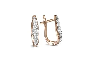 Серьги Дорожки из красного золота с 14 бриллиантами