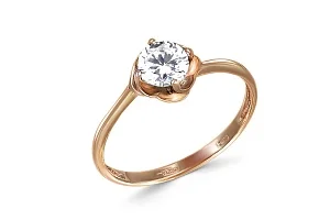 Кольцо из красного золота с кристаллом swarovski