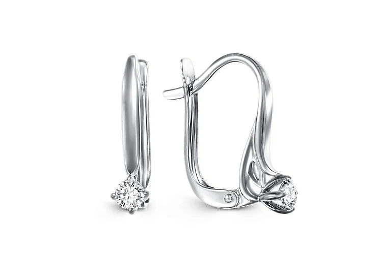 Серьги из белого золота с 2 бриллиантами