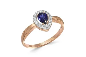 Кольцо из красного золота с сапфиром и 16 бриллиантами