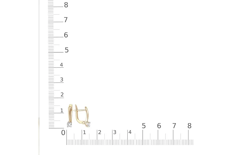 Серьги из жёлтого золота с 2 фианитами