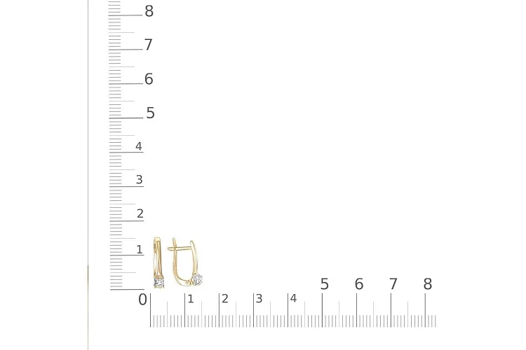 Серьги из жёлтого золота с 2 фианитами