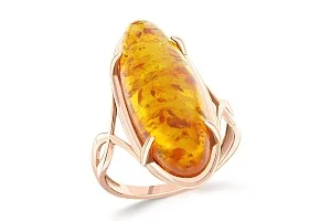 Кольцо из красного золота с янтарём