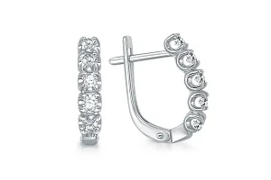 Серьги Дорожки из белого золота с 10 бриллиантами