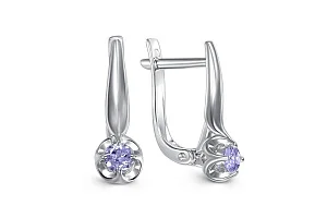 Серьги из белого золота с 2 танзанитами